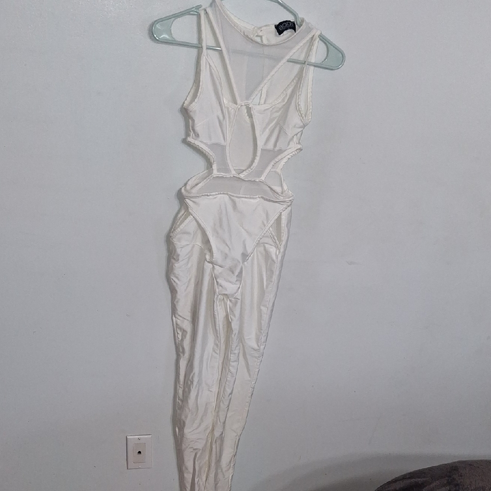 Body By Autty/ White- 1 Piece Pants Jumpsuit- W Sz Small